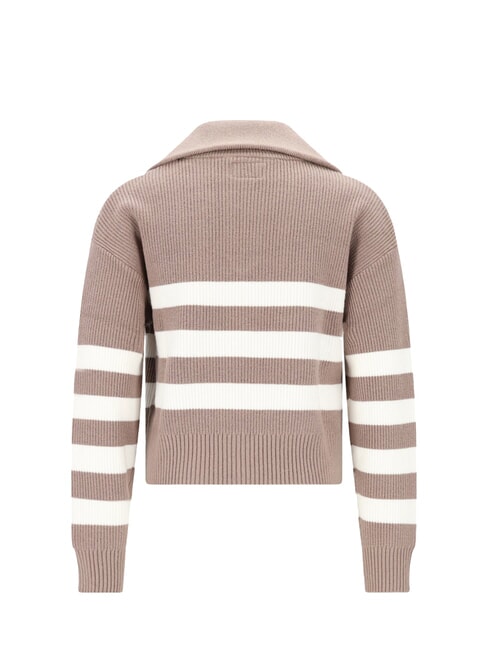 KIDS Gestreifte Strickjacke mit Reißverschluss braun weiße Streifen - Kinderpullover