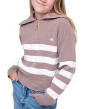 GUESS KIDS Gestreifte Strickjacke mit Reißverschluss braun weiße Streifen - Kinderpullover - 3