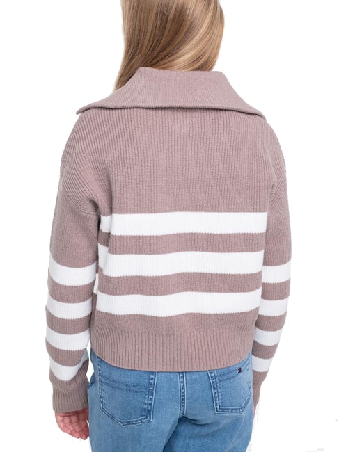 KIDS Gestreifte Strickjacke mit Reißverschluss braun weiße Streifen - Kinderpullover