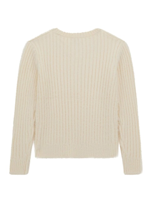 KIDS Gerippter Pullover mit V-Ausschnitt cremwhi - Kinderpullover