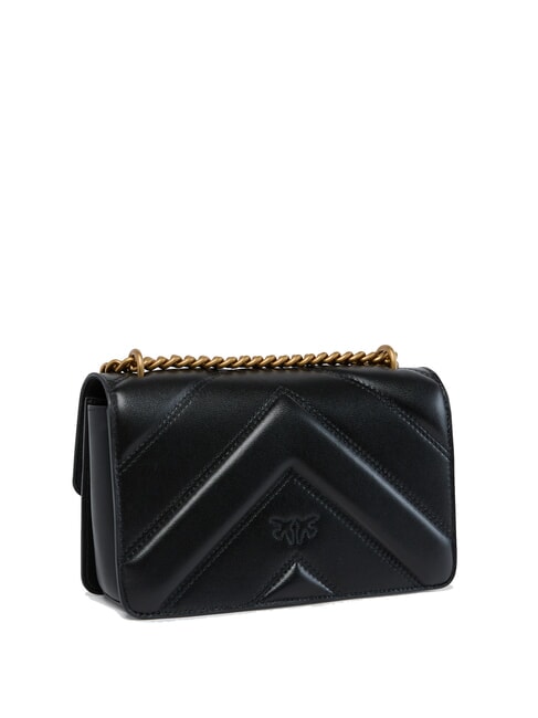 LOVE ONE MINI Gesteppte Tasche aus Nappaleder mit Chevron-Muster schwarz-antikgold - Damentaschen