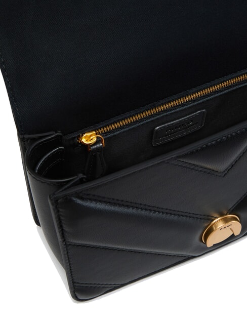 LOVE ONE MINI Gesteppte Tasche aus Nappaleder mit Chevron-Muster schwarz-antikgold - Damentaschen