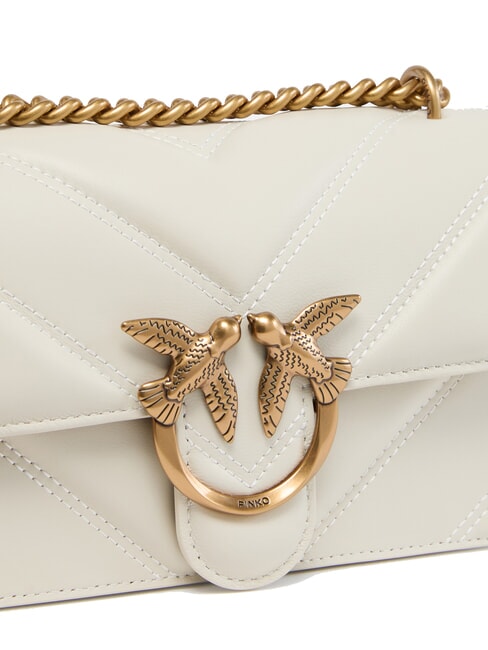 LOVE ONE MINI Gesteppte Tasche aus Nappaleder mit Chevron-Muster Seide weiß-antikgold - Damentaschen