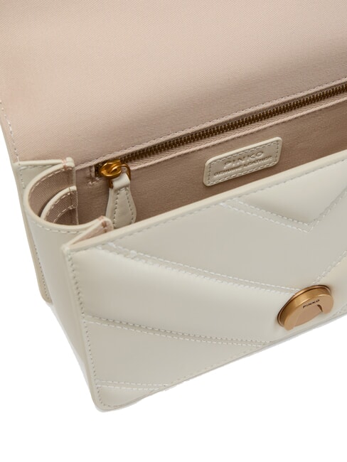 LOVE ONE MINI Gesteppte Tasche aus Nappaleder mit Chevron-Muster Seide weiß-antikgold - Damentaschen