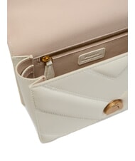 PINKO LOVE ONE MINI Gesteppte Tasche aus Nappaleder mit Chevron-Muster Seide weiß-antikgold - Damentaschen - 4