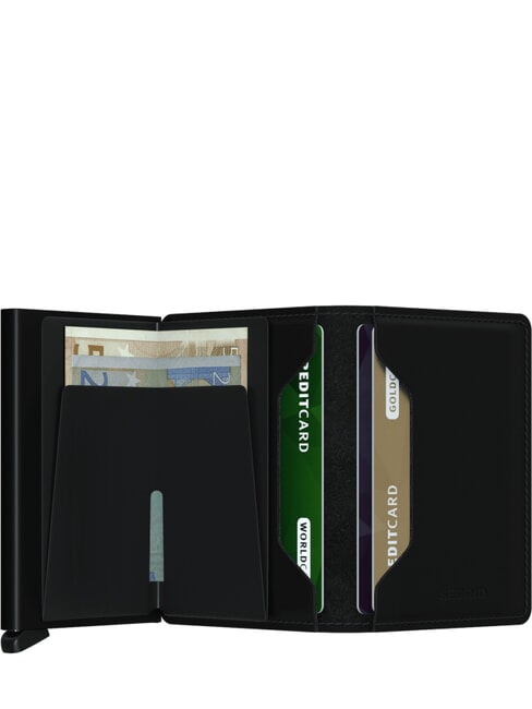 MATTE Schlanke Lederbrieftasche Schwarz - Brieftaschen Herren