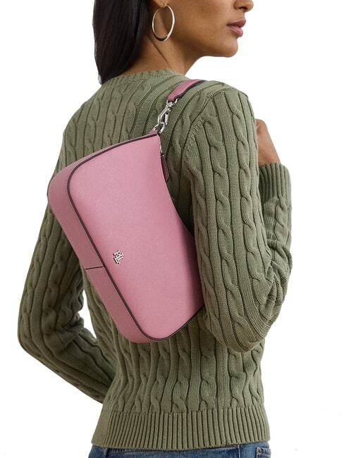 DANNI Umh&auml;ngetasche, mit Schultergurt, aus Leder lila Rosen46 - Damentaschen