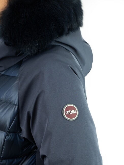 PURENESS Daunenjacke aus zwei Materialien mit Kapuze marineblau - Daunenjacken für Damen