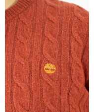 TIMBERLAND JAFFREY Pullover mit Rundhalsausschnitt und Zopfmuster Chili-Öl - Herrenpullover - 3