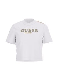 GUESS CN SS CROPPED Baumwoll-T-Shirt purweiß - T-Shirts und Tops für Damen - 4