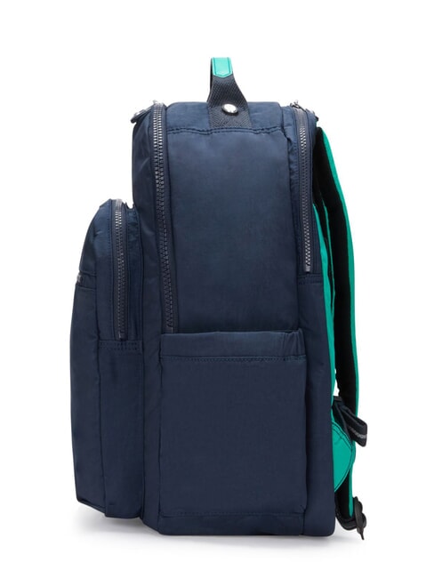 SEOUL Rucksack mit 15"-Laptopfach blau grüner Block - Rucksäcke für Schule &amp; Freizeit