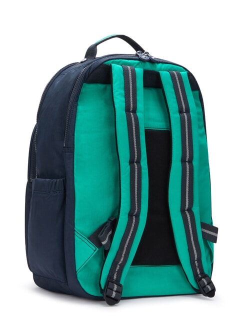 SEOUL Rucksack mit 15"-Laptopfach blau grüner Block - Rucksäcke für Schule &amp; Freizeit