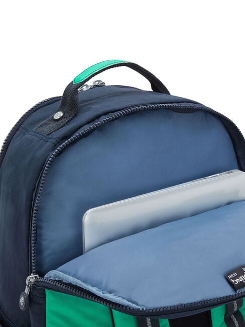 SEOUL Rucksack mit 15"-Laptopfach blau grüner Block - Rucksäcke für Schule &amp; Freizeit