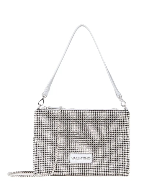 NABILAH Clutch mit Strasssteinen und Schultergurt Silber - Damentaschen