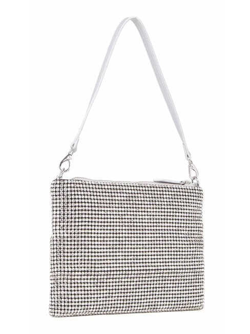 NABILAH Clutch mit Strasssteinen und Schultergurt Silber - Damentaschen