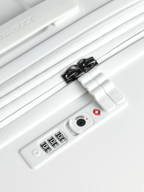 FLYDUCK Mittelgroßer erweiterbarer Trolley weiß - Harte Trolleys