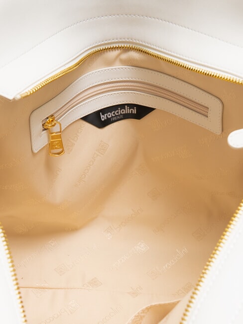 NORA Einkaufstasche aus Leder mit Schnallen Weiß - Damentaschen