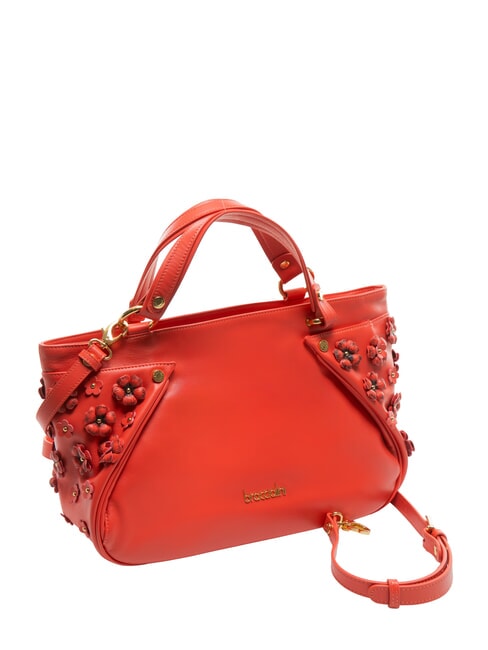 SOFIA Lederhandtasche mit kleinen Blumen Rot - Damentaschen