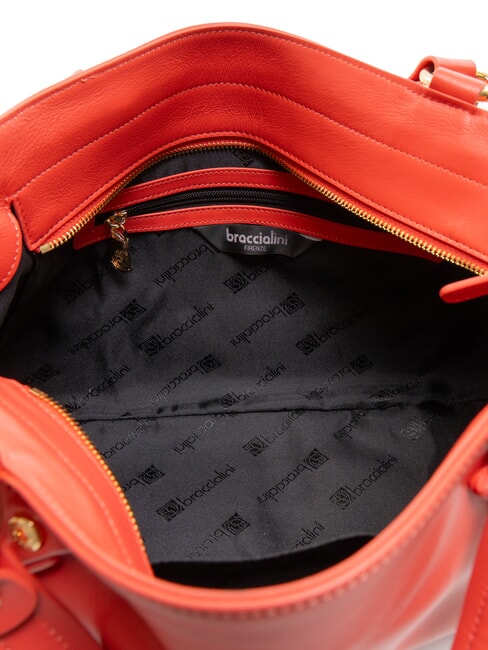 SOFIA Lederhandtasche mit kleinen Blumen Rot - Damentaschen