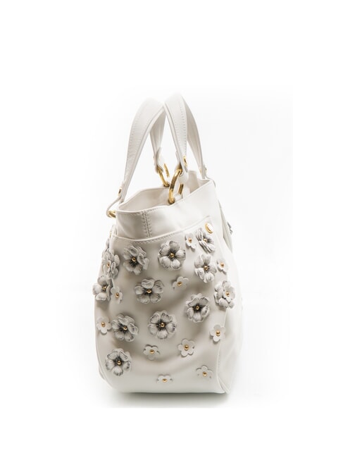 SOFIA Lederhandtasche mit kleinen Blumen Weiß - Damentaschen