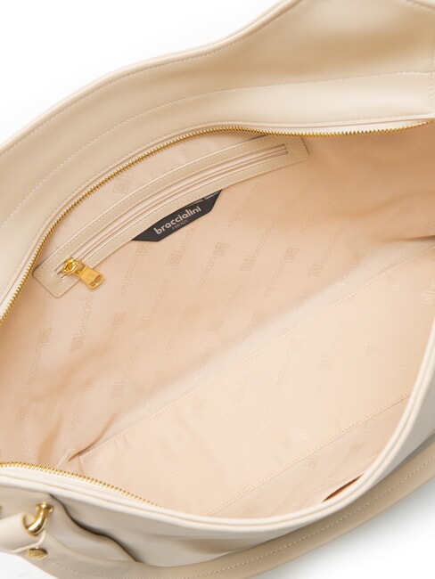 NAOMI Umhängetasche aus Leder Beige - Damentaschen