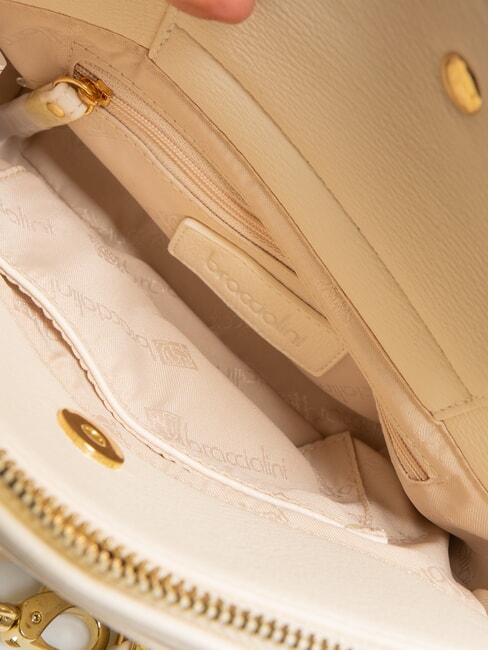 GISELLE Umhängetasche mit Logo und Nieten Beige - Damentaschen