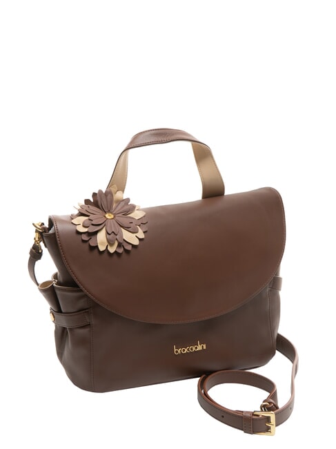 SOFIA Lederhandtasche mit Blume braun - Damentaschen