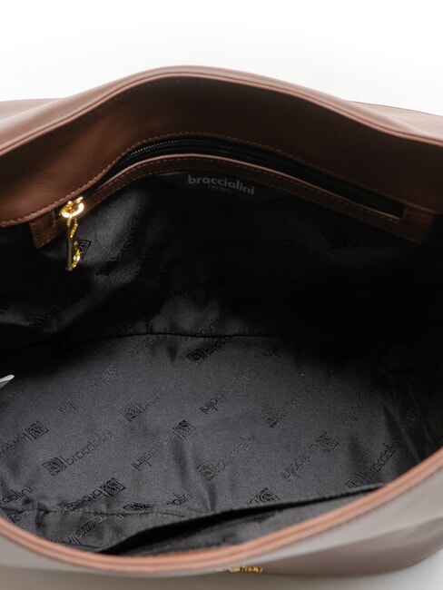 SOFIA Lederhandtasche mit Blume braun - Damentaschen