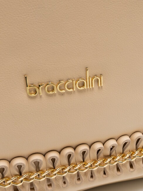 NAOMI Umhängetasche aus Leder mit Kette Beige - Damentaschen