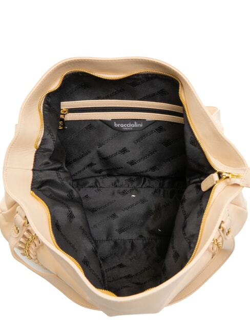 NAOMI Umhängetasche aus Leder mit Kette Beige - Damentaschen