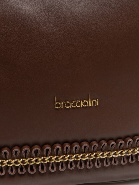 NAOMI Umhängetasche aus Leder mit Kette braun - Damentaschen