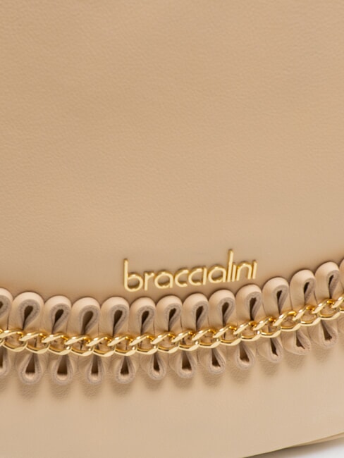 NAOMI Hobo-Tasche aus Leder mit Kette Beige - Damentaschen