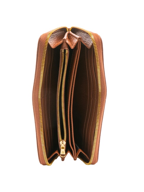 BASIC Große Lederbrieftasche mit Rundum-Reißverschluss braun - Brieftaschen Damen