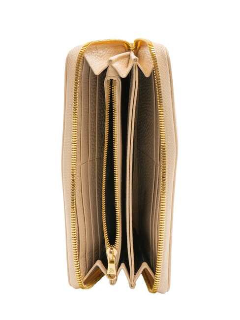 BASIC Gro&szlig;e Lederbrieftasche mit Rundum-Rei&szlig;verschluss Beige - Brieftaschen Damen