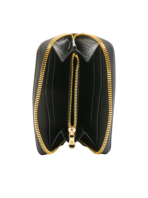 BASIC Kleine Lederbrieftasche mit Rundum-Reißverschluss Schwarz - Brieftaschen Damen