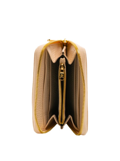 BASIC Kleine Lederbrieftasche mit Rundum-Reißverschluss Beige - Brieftaschen Damen