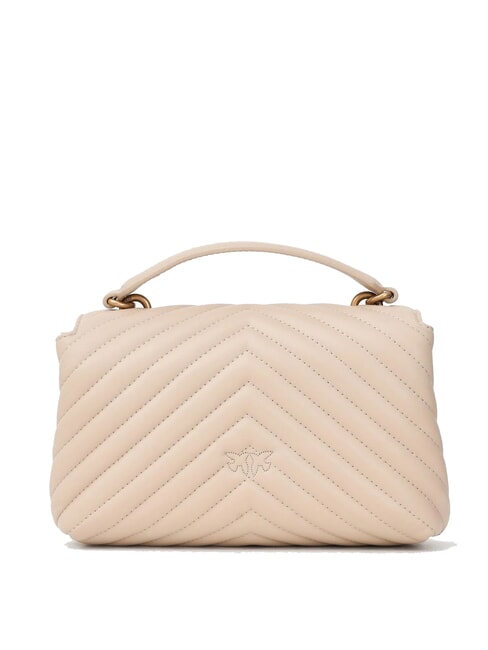 LOVE LADY PUFF Mini-Handtasche mit Schultergurt Beige-Rauchgrau-Antikgold - Damentaschen
