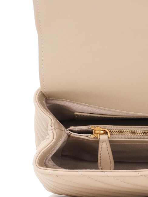 LOVE LADY PUFF Mini-Handtasche mit Schultergurt Beige-Rauchgrau-Antikgold - Damentaschen