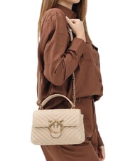 PINKO LOVE LADY PUFF Mini-Handtasche mit Schultergurt Beige-Rauchgrau-Antikgold - Damentaschen - 5