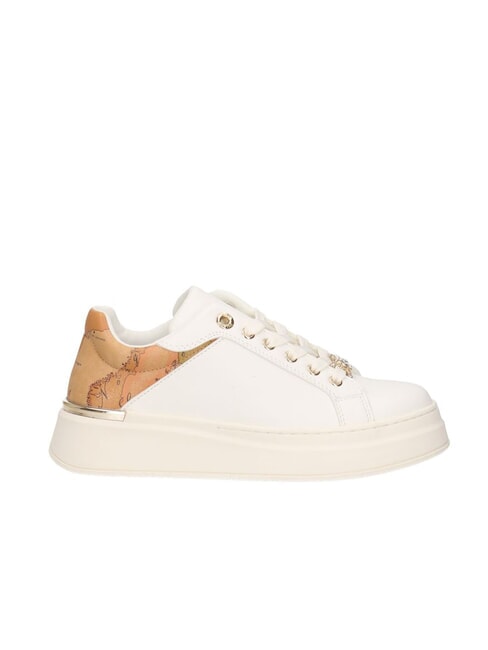 GEO JUNIOR Sneakers mit Schmuckschnürsenkeln Weiß / Geo-Beige - Damenschuhe