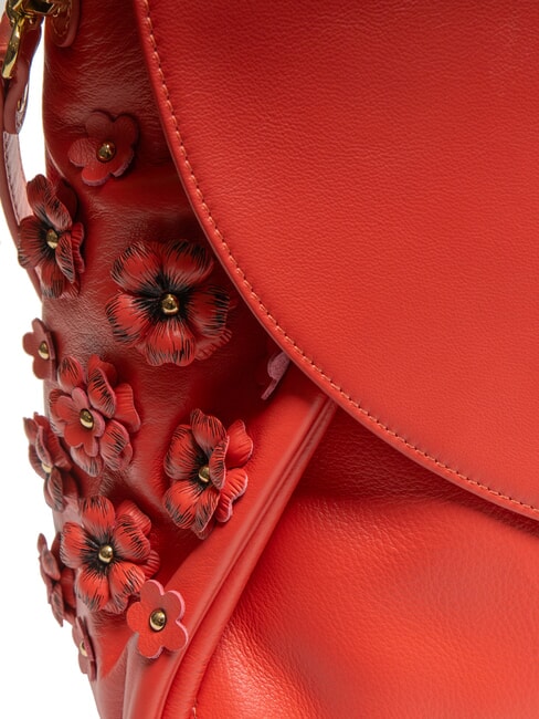 SOFIA Lederhandtasche mit kleinen Blumen Rot - Damentaschen
