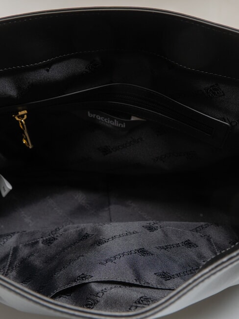 SOFIA Lederhandtasche mit kleinen Blumen Schwarz - Damentaschen