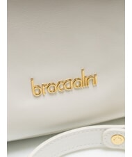 BRACCIALINI NORA Umhängetasche aus Leder mit Schnallen Weiß - Damentaschen - 3