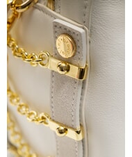 BRACCIALINI NORA Umhängetasche aus Leder mit Schnallen Weiß - Damentaschen - 4