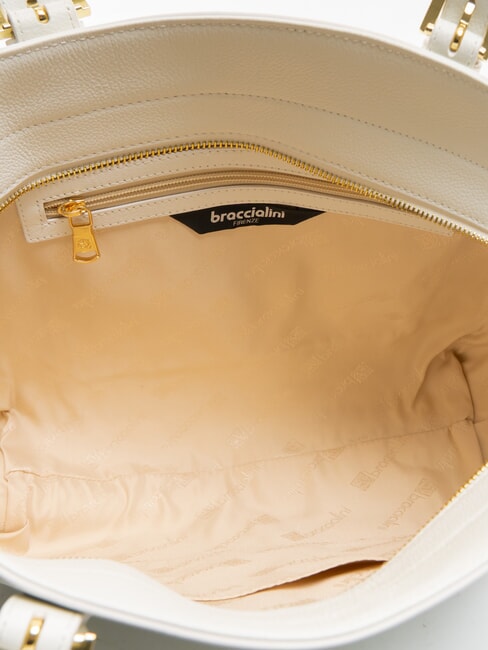 HELLEN Einkaufstasche aus Leder Weiß - Damentaschen