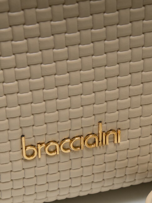 NAOMI Geflochtene Kofferraumtasche aus Leder Beige - Damentaschen