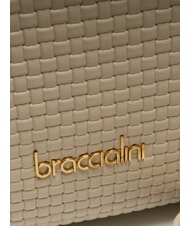 BRACCIALINI NAOMI Geflochtene Kofferraumtasche aus Leder Beige - Damentaschen - 3