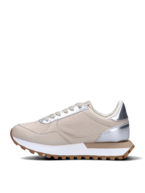 EVELYN 915 Sneaker mit Logo-Eins&auml;tzen beige/silber - Damenschuhe