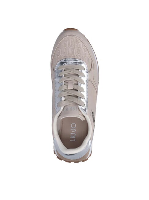 EVELYN 915 Sneaker mit Logo-Eins&auml;tzen beige/silber - Damenschuhe