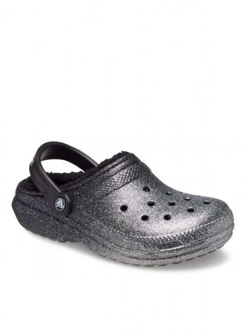 CLASSIC GLITTER LINED CLOG Gepolsterter Sabot schwarz/silber - Damenschuhe